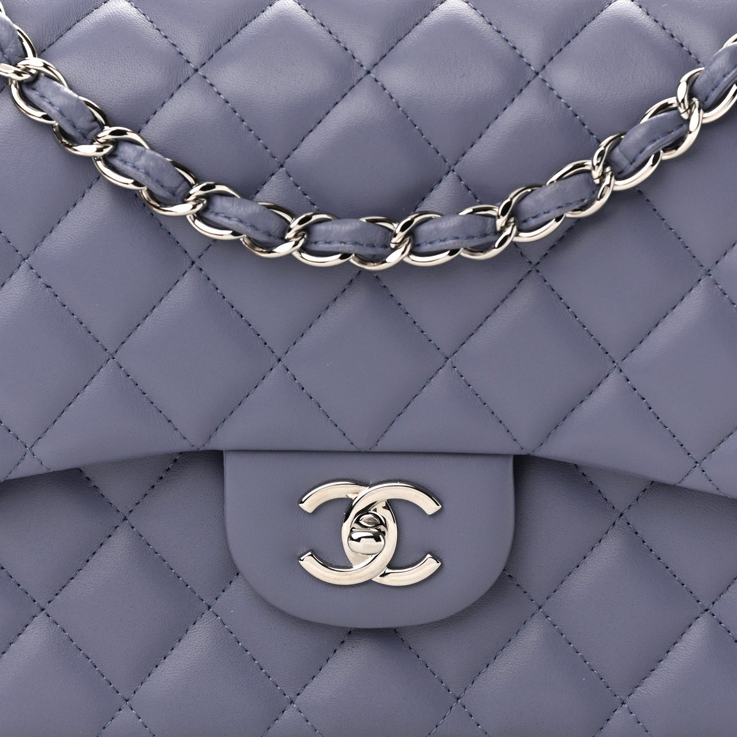 Lambskin Quilted Jumbo Double Flap Light Purple