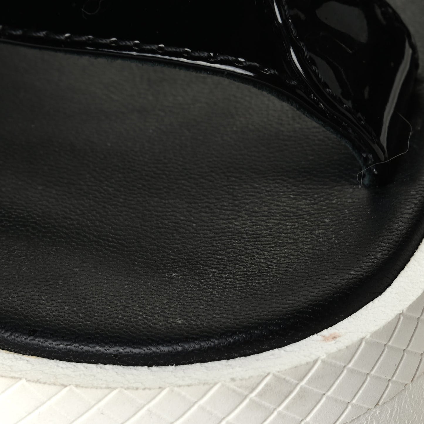 Patent Calfskin Velcro Dad Sandals 37 Black