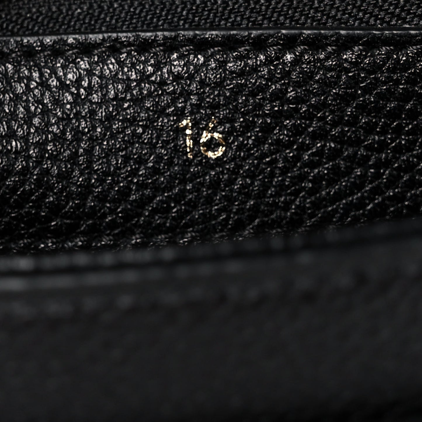Grained Calfskin Small 16 Top Handle Bag Black