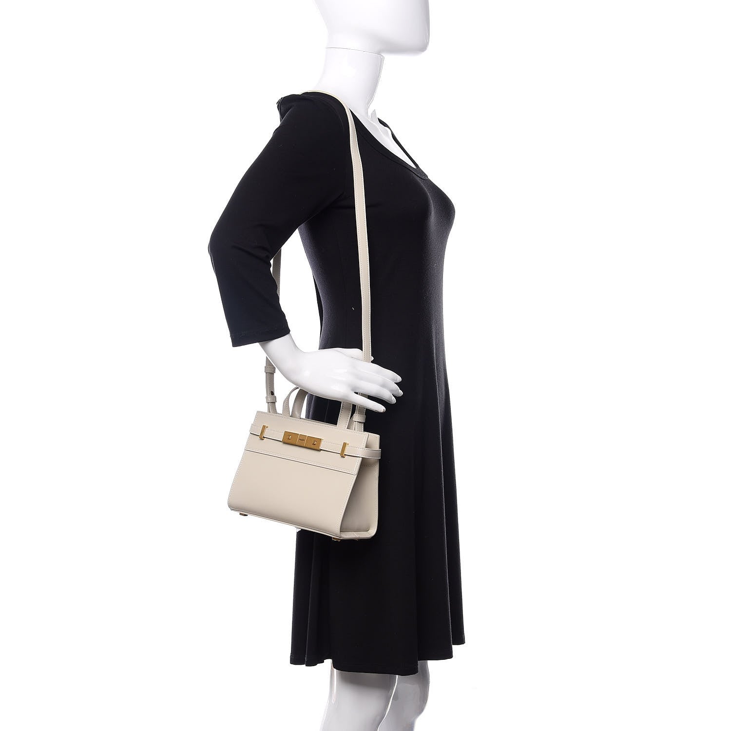 Saint Laurent Smooth Calfskin Nano Manhattan Shopper Tote Ivory 2 of 9