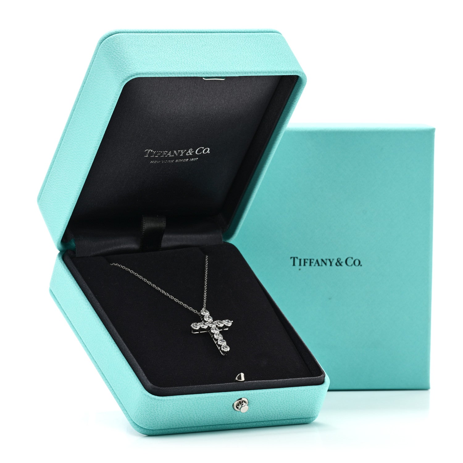 Tiffany Platinum Diamond Large Cross Pendant Necklace 6 of 6