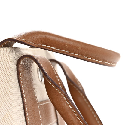 Hermes Toile Taurillon Clemence Sac Harnais Tote PM Beige Gold 12 of 13
