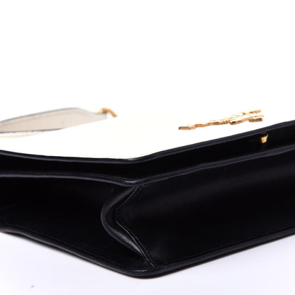 Prada Saffiano Soft Calfskin Chain Crossbody Bag Bianco Black 6 of 10