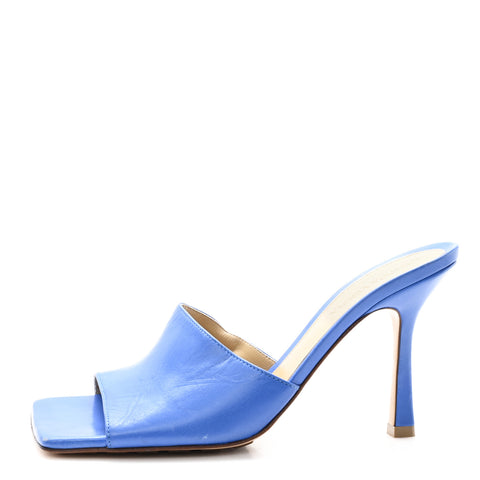 Lambskin Stretch Mule Sandals 37 Aquarium