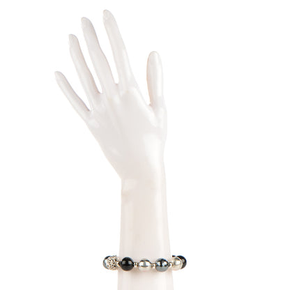David Yurman Sterling Silver Black Onyx Hematine 14mm Elements Bracelet 2 of 5