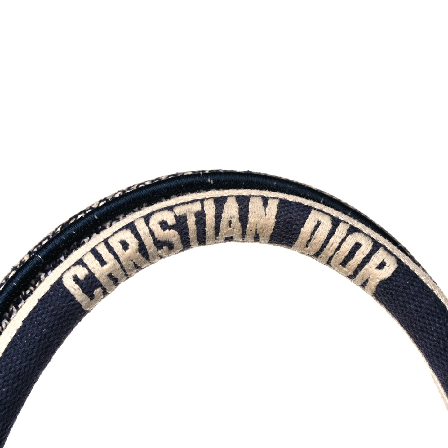 Canvas Embroidered Large Striped Book Tote Navy