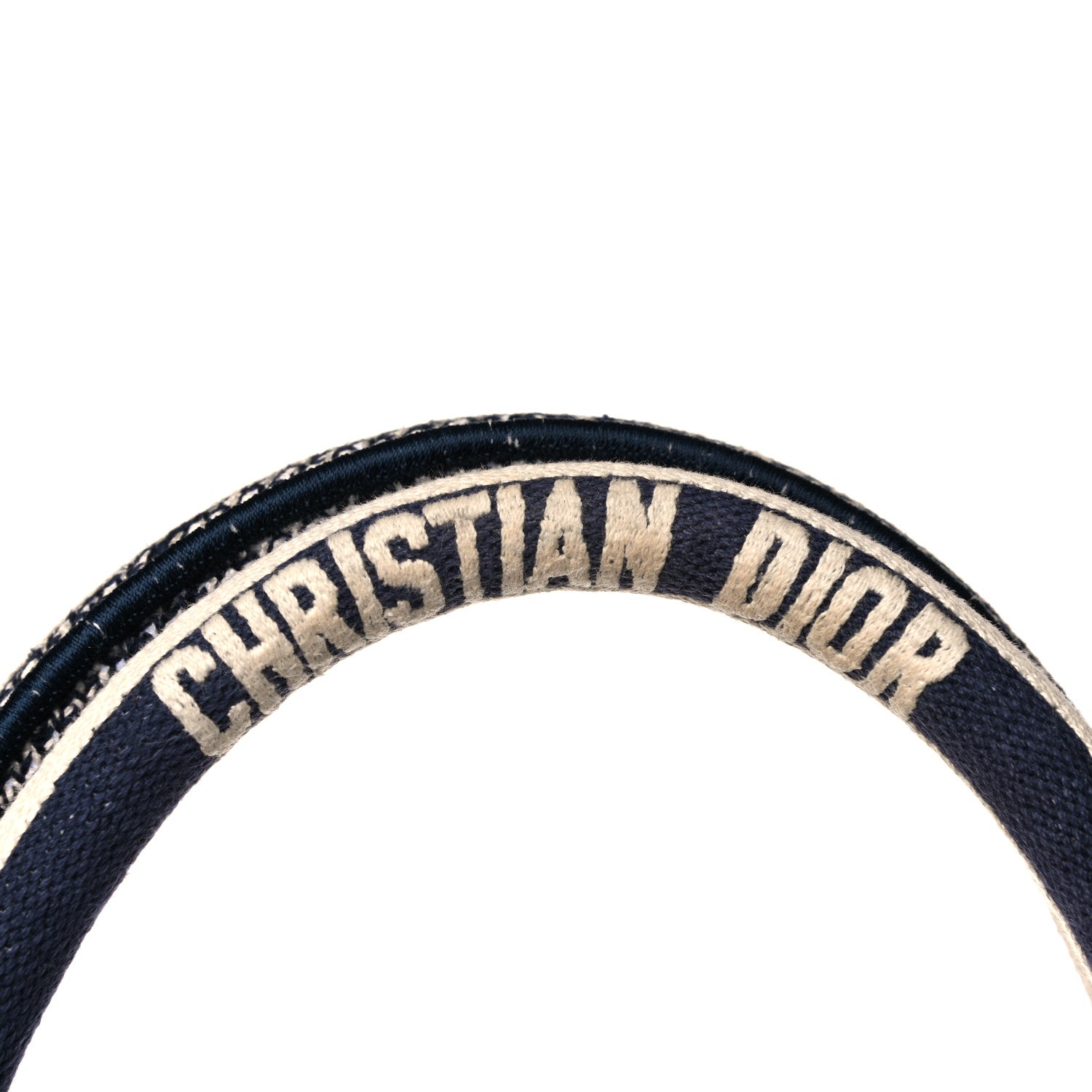 Christian Dior Canvas Embroidered Large Striped Book Tote Navy 13 of 13