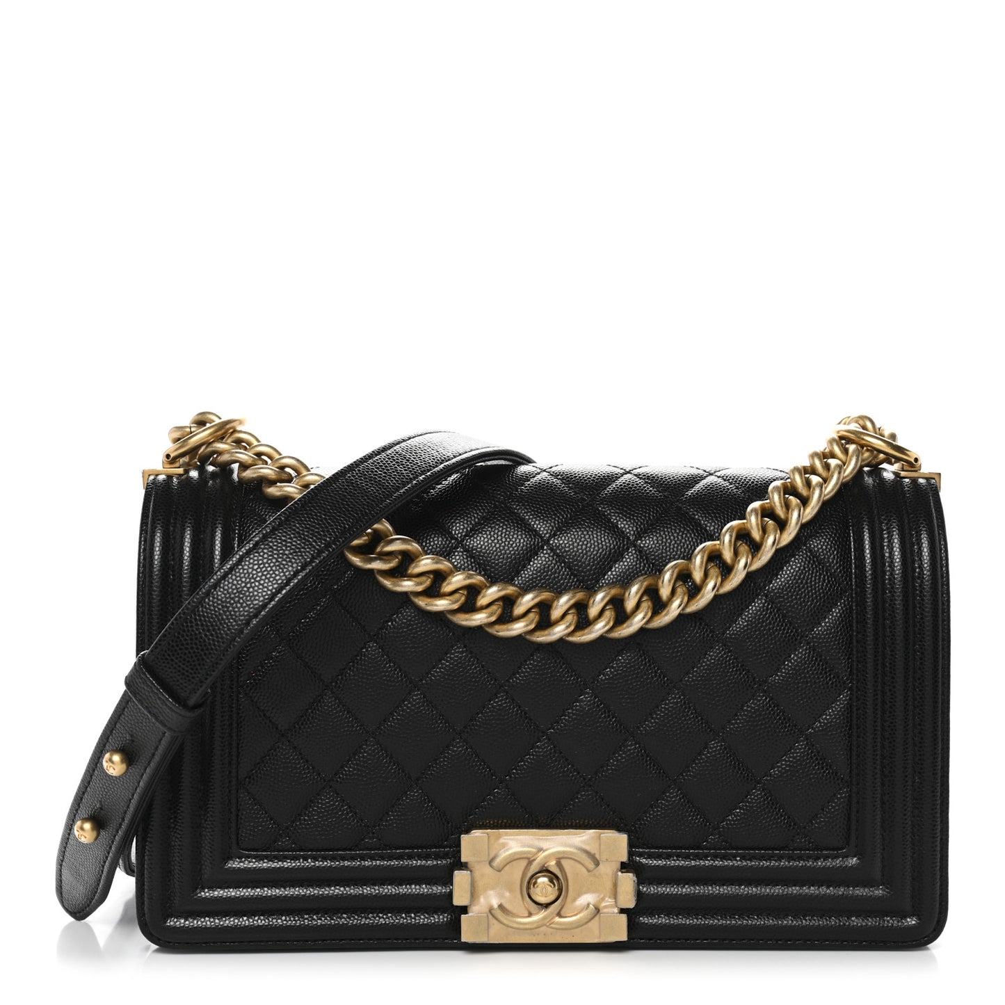 Caviar Quilted Medium Boy Flap Black