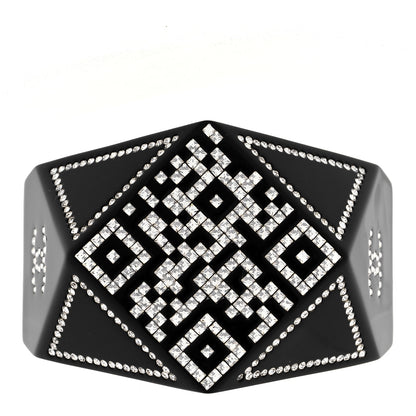 Chanel Resin Crystal CC Cuff Bracelet Black Silver 1 of 6