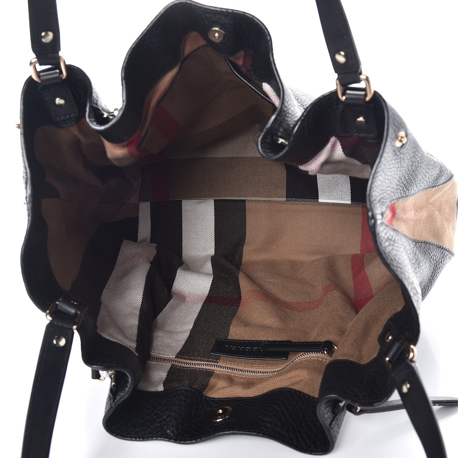 Burberry Grainy Calfskin House Check Medium Maidstone Black 5 of 8