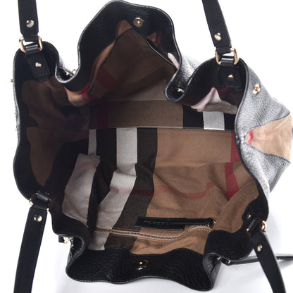 Burberry Grainy Calfskin House Check Medium Maidstone Black 5 of 8