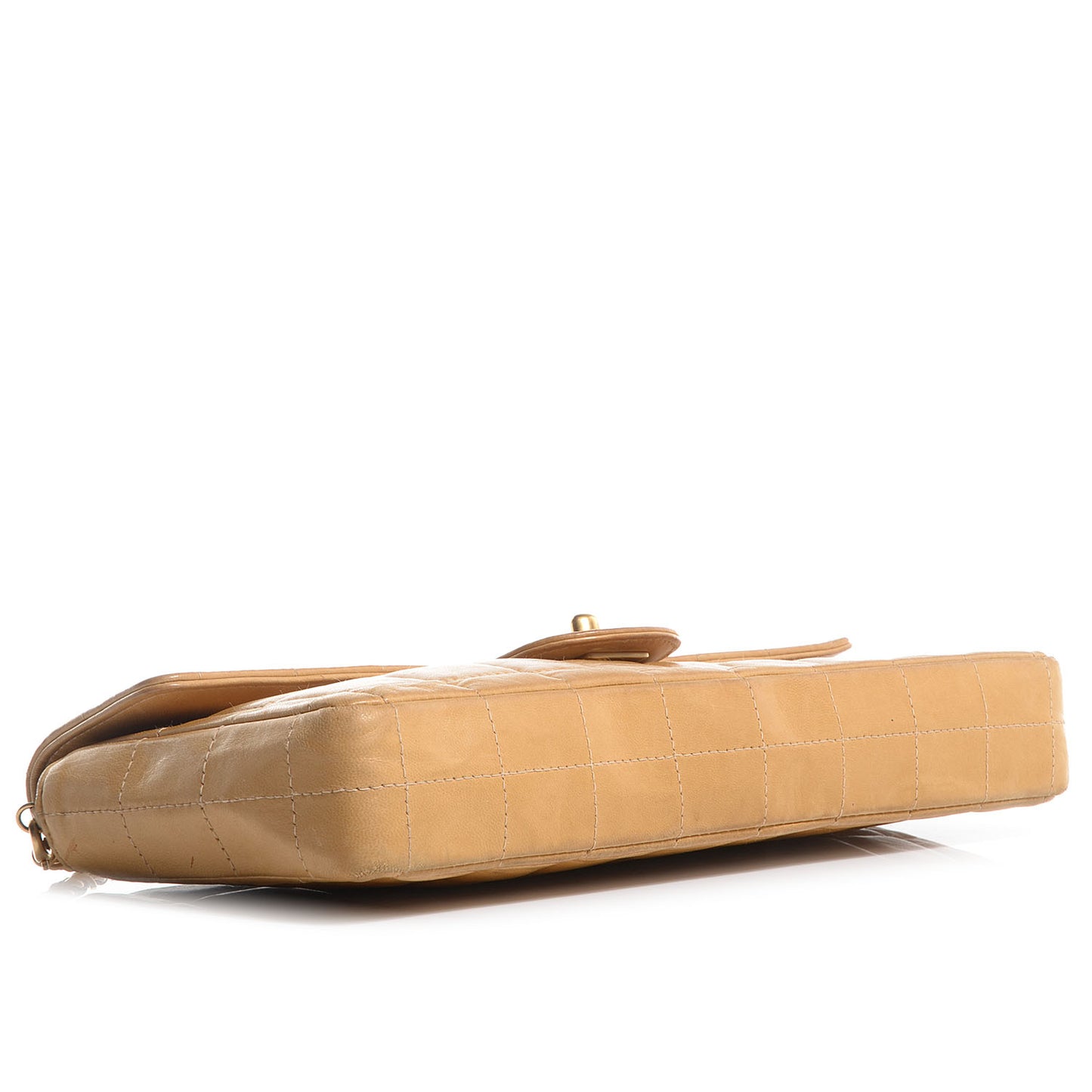 Lambskin East West Chocolate Bar Flap Beige