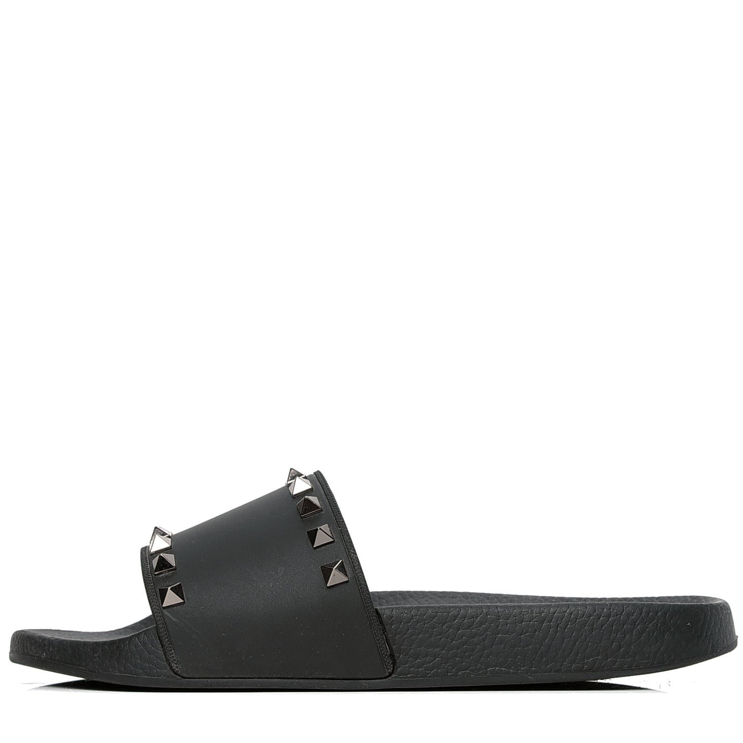 Valentino Garavani Rubber Rockstud Slide Sandals 40 Black 1 of 4