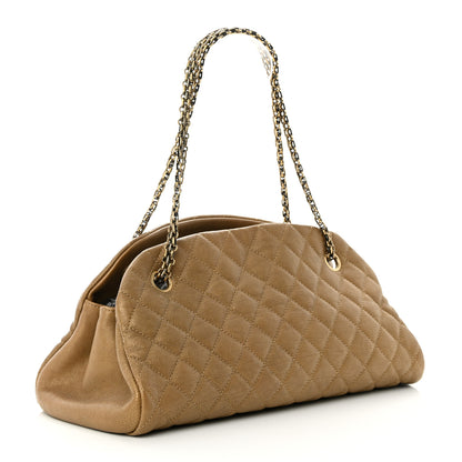 Chanel Metallic Caviar Quilted Medium Just Mademoiselle Bowling Bag Gold 3 of 11