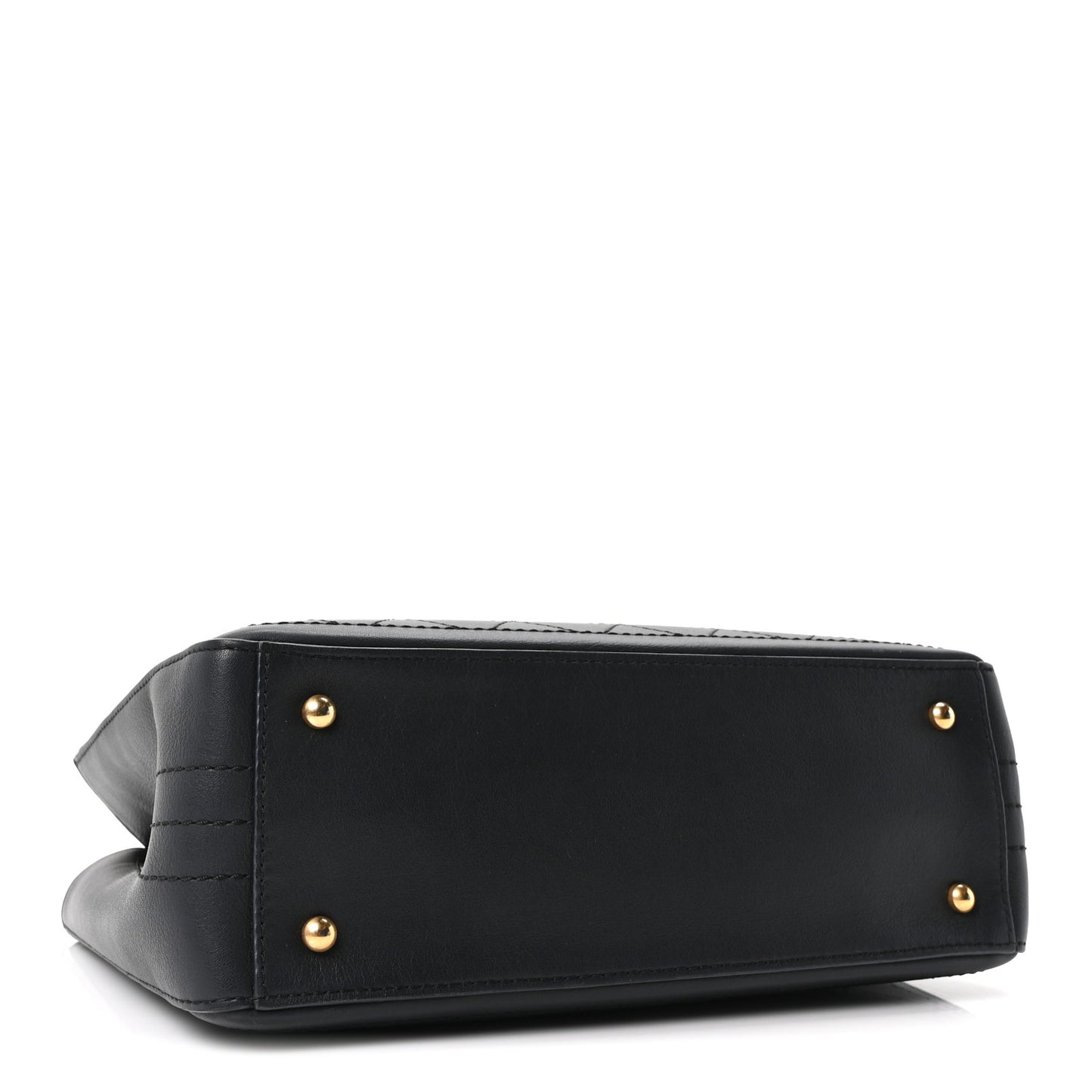 Bullskin Stitched Bi-Color Medium Shopping Tote Black