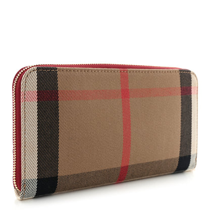 Burberry Grainy Calfskin House Check Elmore Zip Around Wallet Russet Red 3 of 7