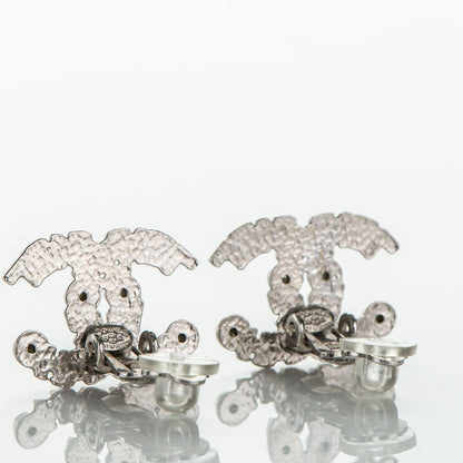 Chanel Crystal CC Clip On Earrings Silver 3 of 4