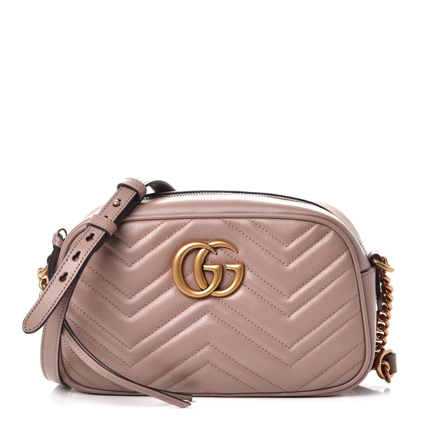 Calfskin Matelasse Small GG Marmont Chain Shoulder Bag Porcelain Rose