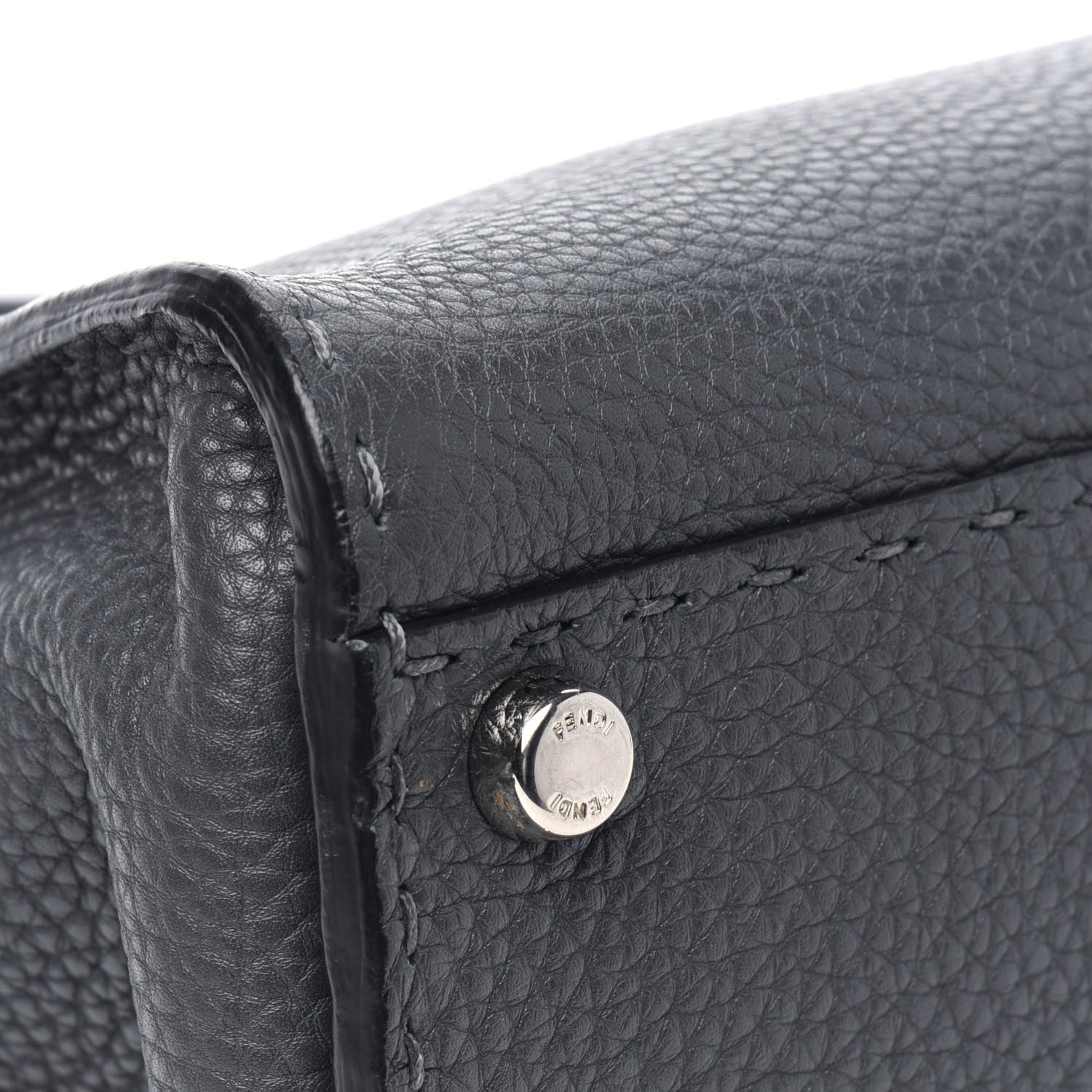 Fendi Cuoio Romano Selleria Bi-Color Medium Peekaboo Iconic Satchel Asfalto Latte 12 of 18