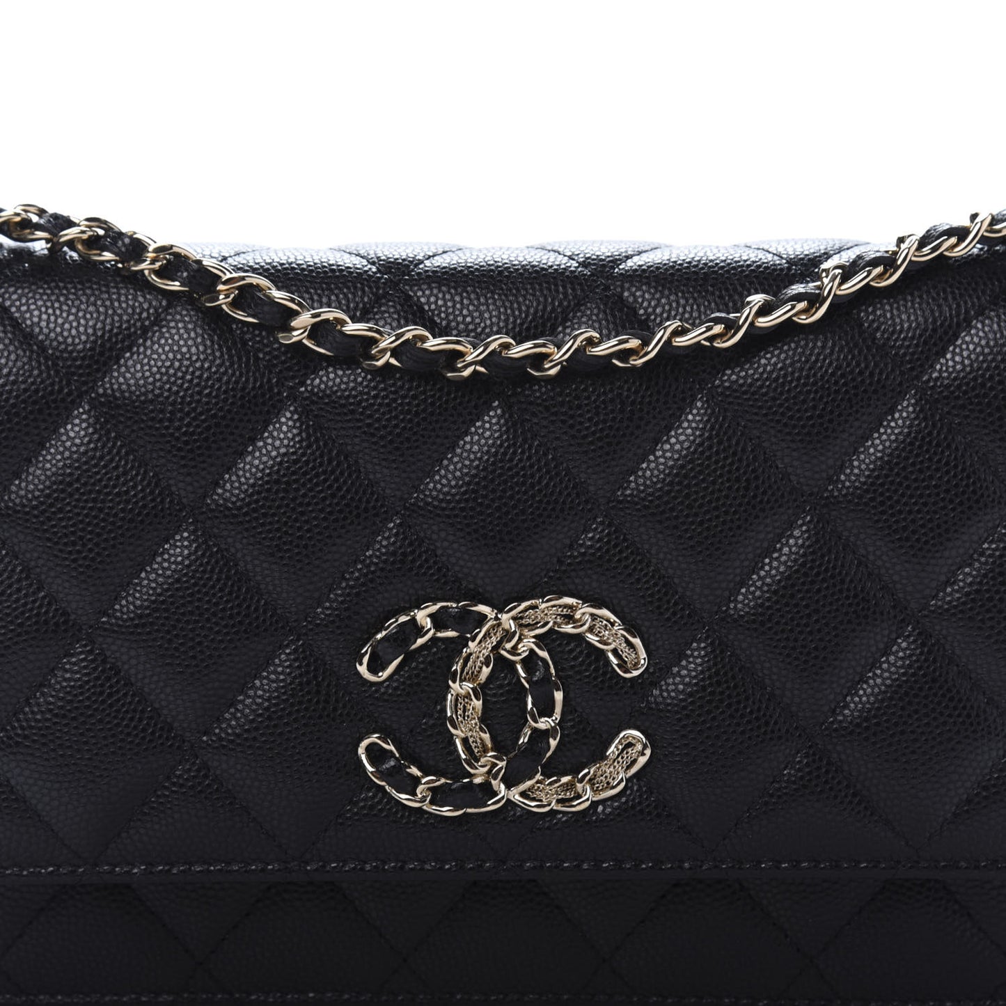Caviar Quilted French New Wave Chain CC Wallet On Chain WOC Black