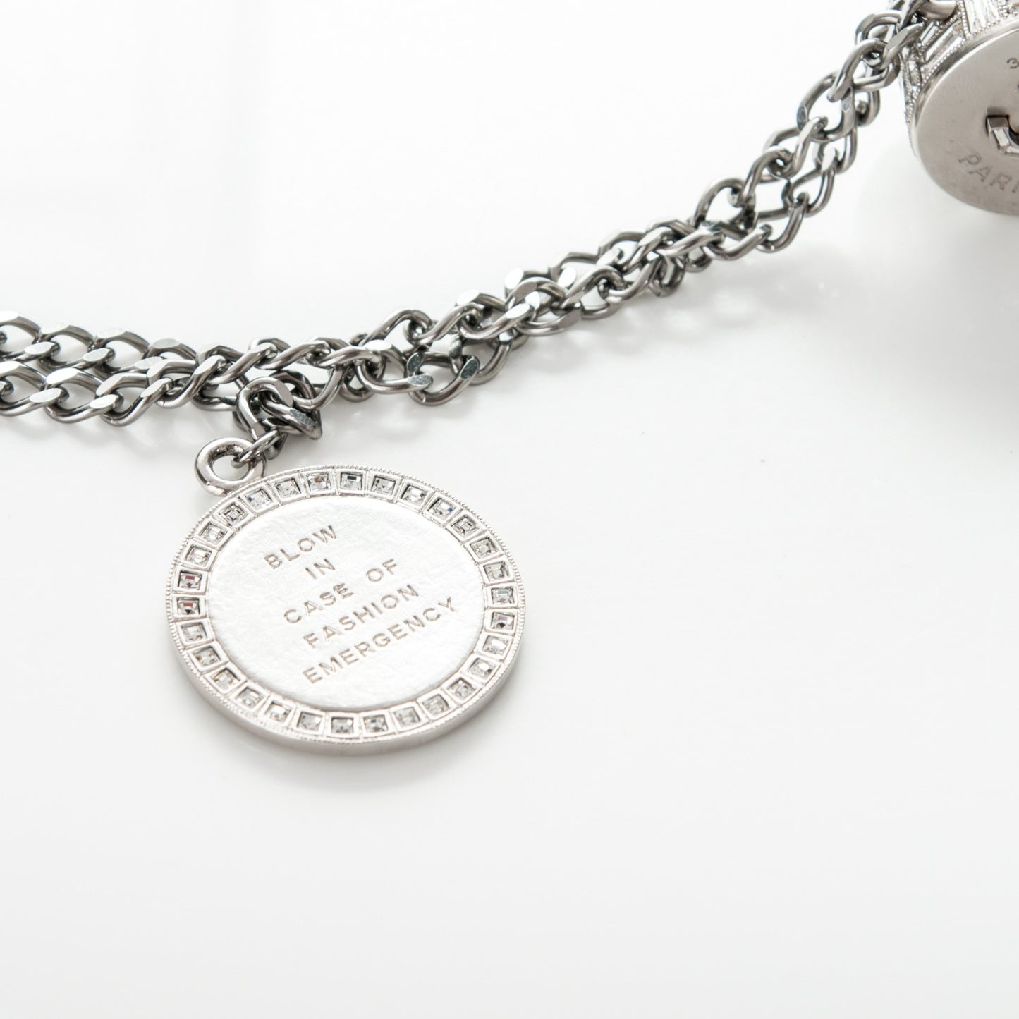Crystal CC Whistle Pendant Necklace