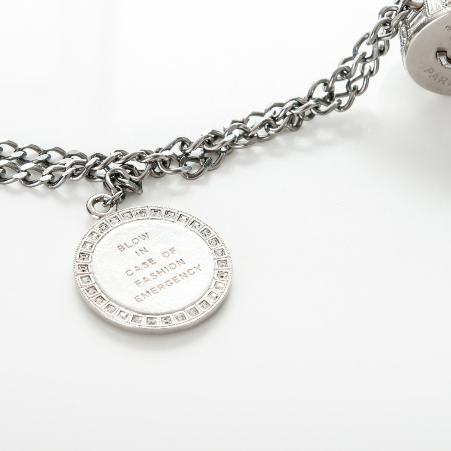 Chanel Crystal CC Whistle Pendant Necklace 6 of 8
