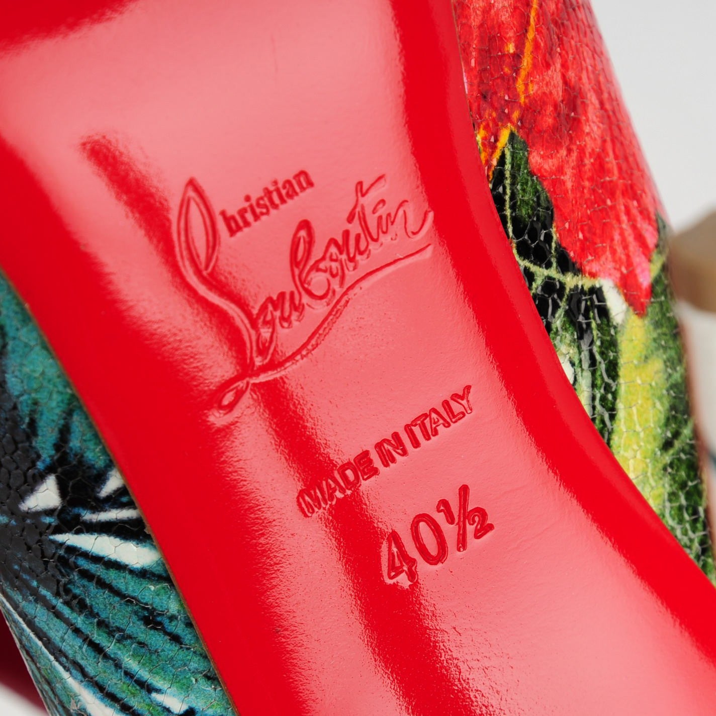 Christian Louboutin Crackled Calfskin Hawaii Print So Kate 120 Pumps 40.5 White Multi 6 of 6