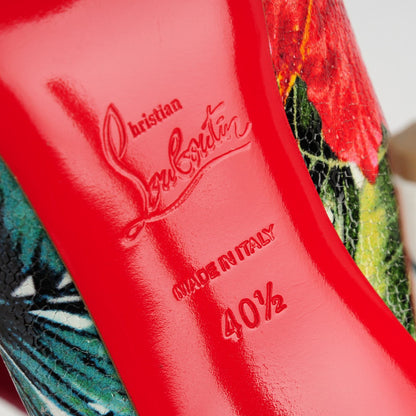 Christian Louboutin Crackled Calfskin Hawaii Print So Kate 120 Pumps 40.5 White Multi 6 of 6
