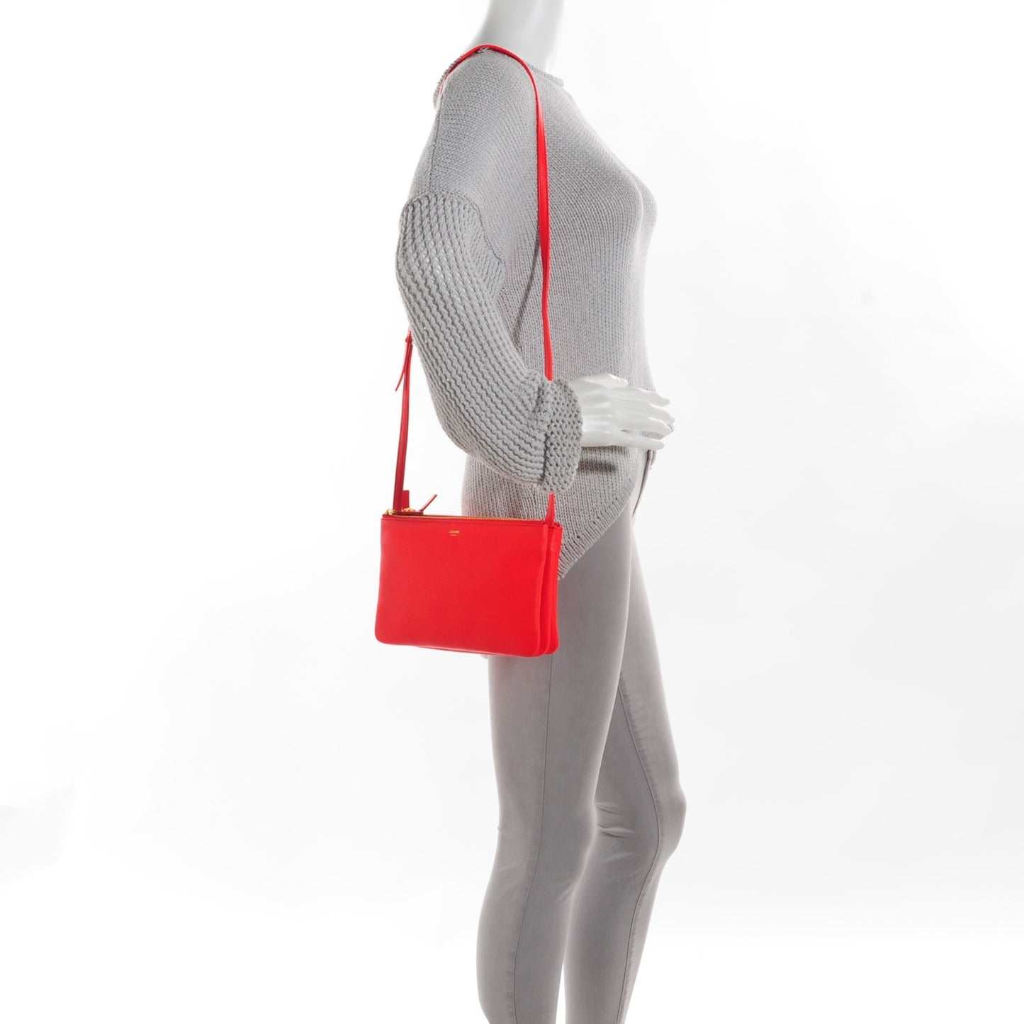 Goatskin Small Trio Crossbody Bag Alizarin
