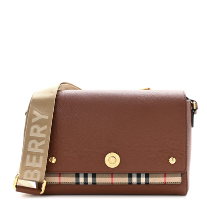 Burberry Calfskin Vintage Check Note Crossbody Bag Tan 1 of 9