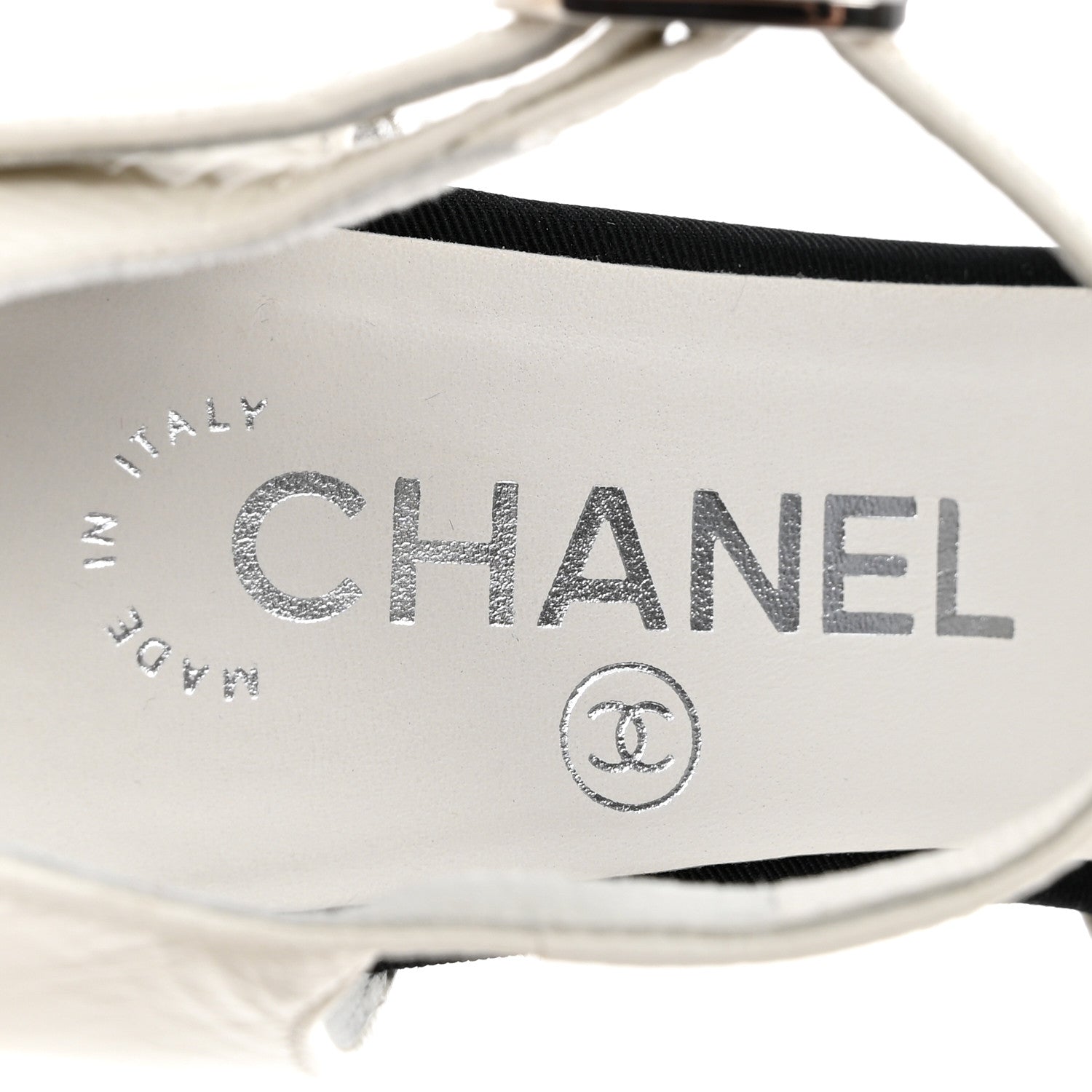 Chanel Crumpled Calfskin Satin Cap Toe CC Pumps 36 White Black 8 of 11