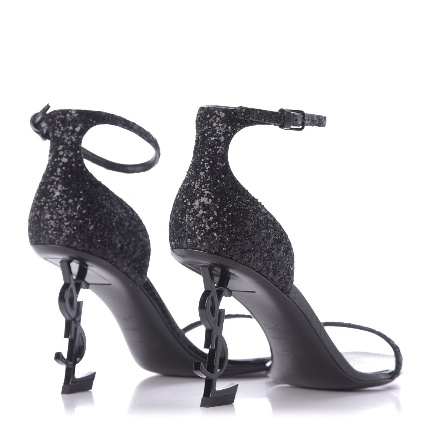 Saint Laurent Glitter Opyum Sandals 39.5 Black 4 of 13