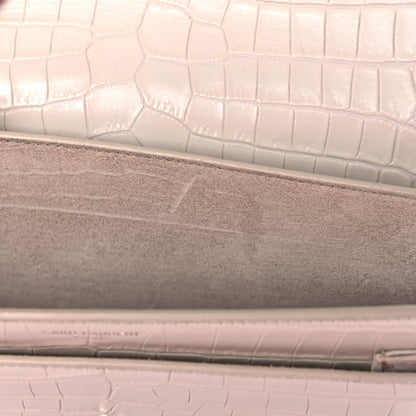 Saint Laurent Calfskin Crocodile Embossed Medium Monogram Sunset Blanc Vintage 13 of 13