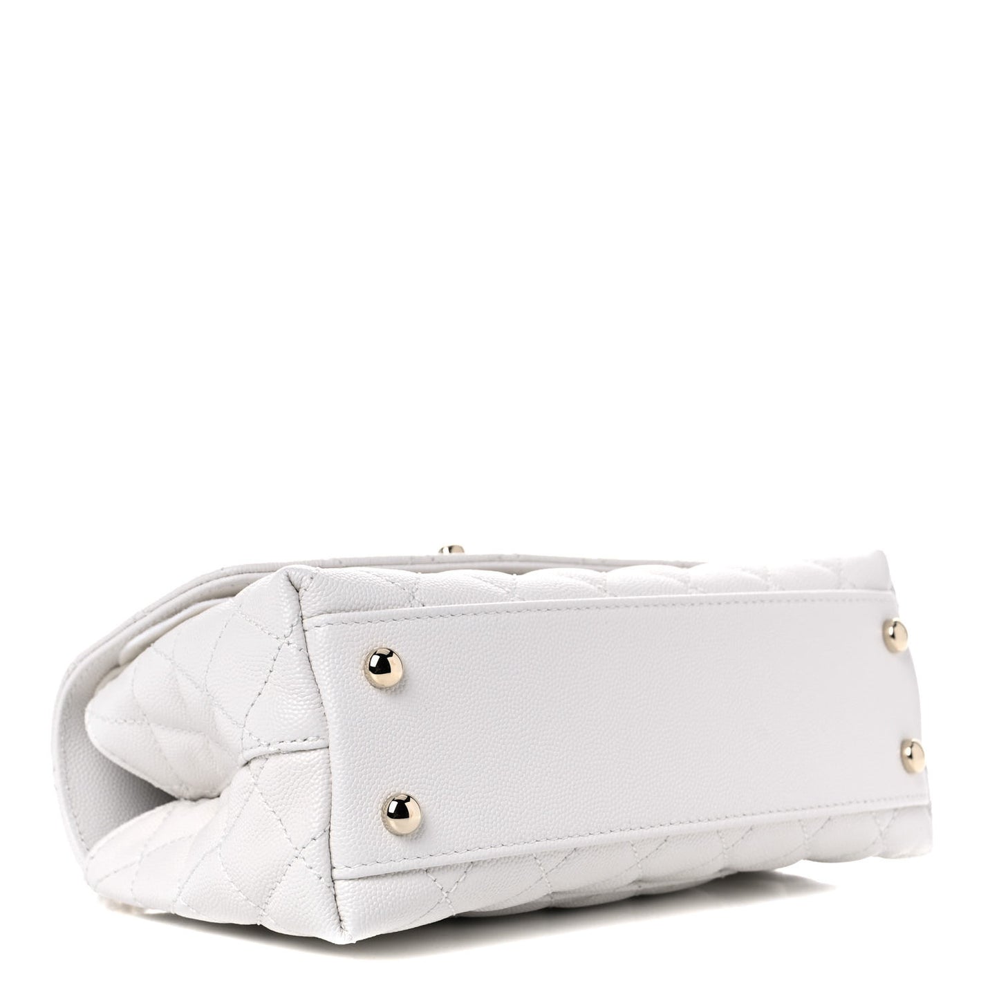 Caviar Quilted Mini Coco Handle Flap White