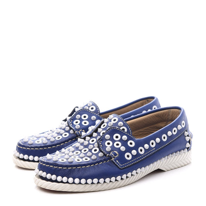 Christian Louboutin Calfskin Yacht Spikes Loafers 37 Blue 2 of 10