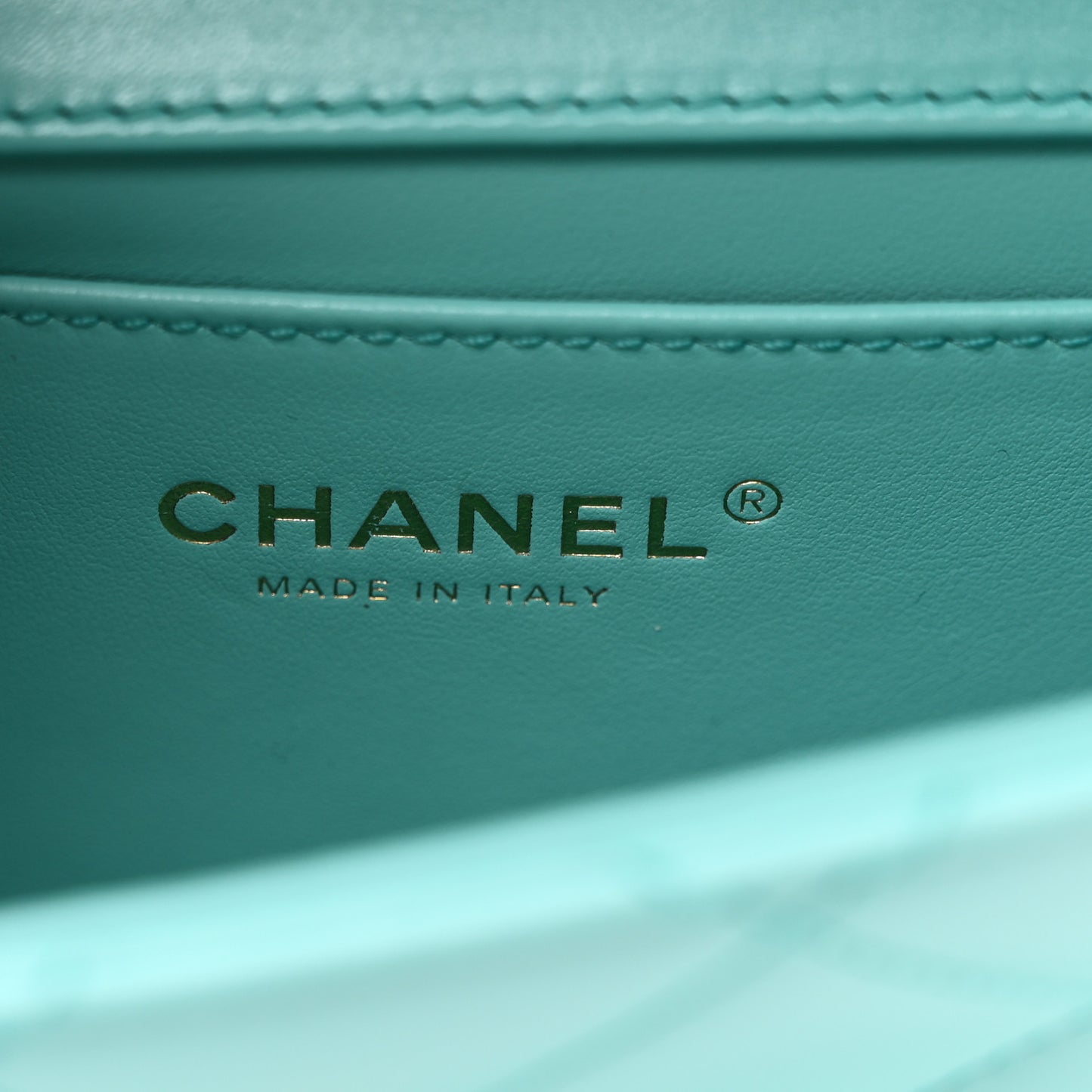 Calfskin Quilted Mini Perfect Fit Flap Turquoise