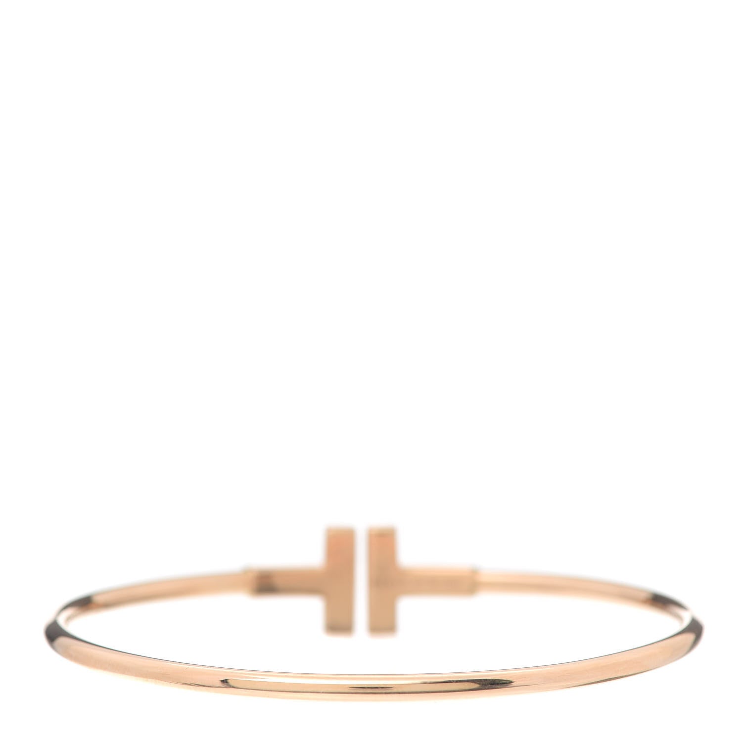 Tiffany 18K Rose Gold Diamond T Wire Bracelet 3 of 5