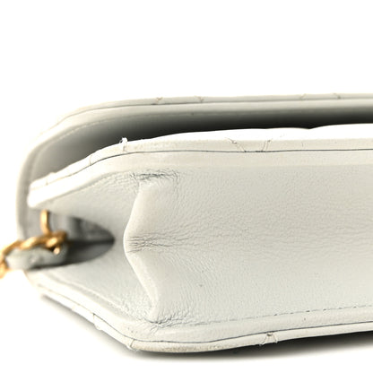 Chanel Lambskin Pearl Crush Quilted Flap Phone Holder With Chain Light Grey 10 of 12