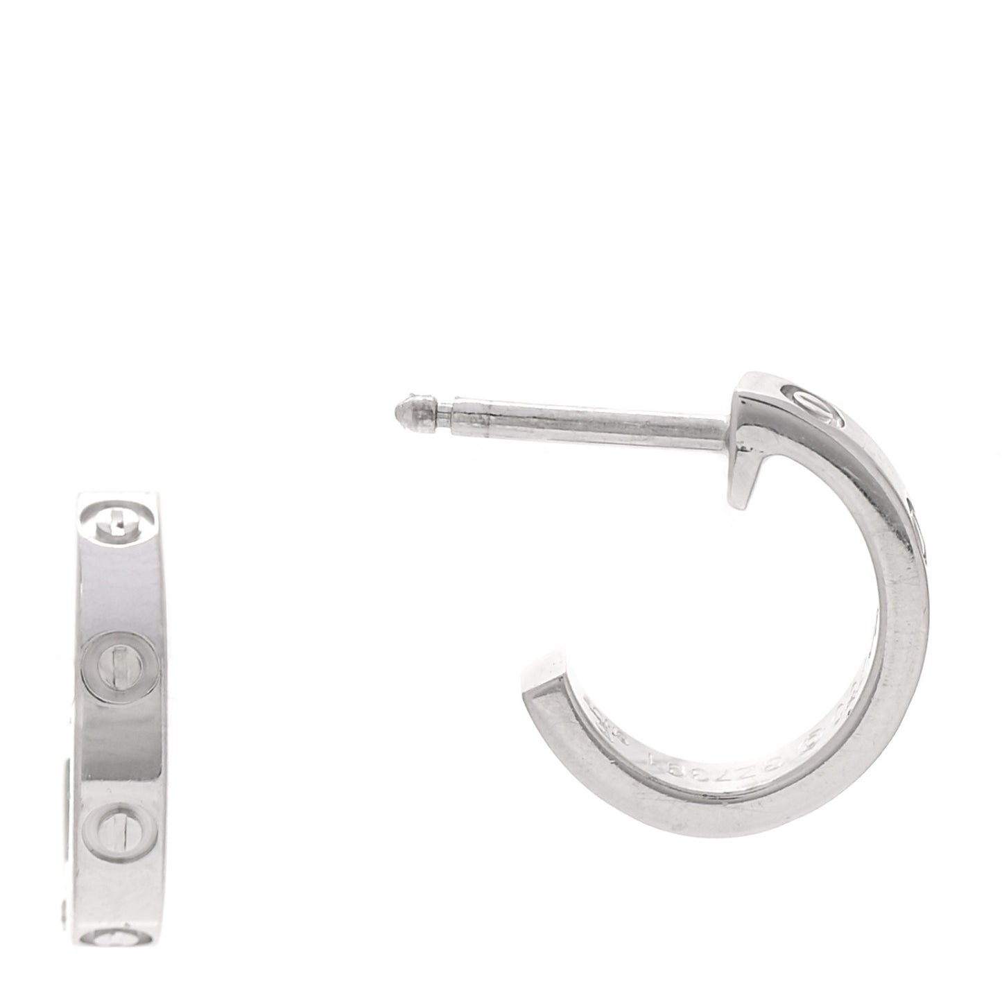 18K White Gold Small LOVE Hoop Earrings