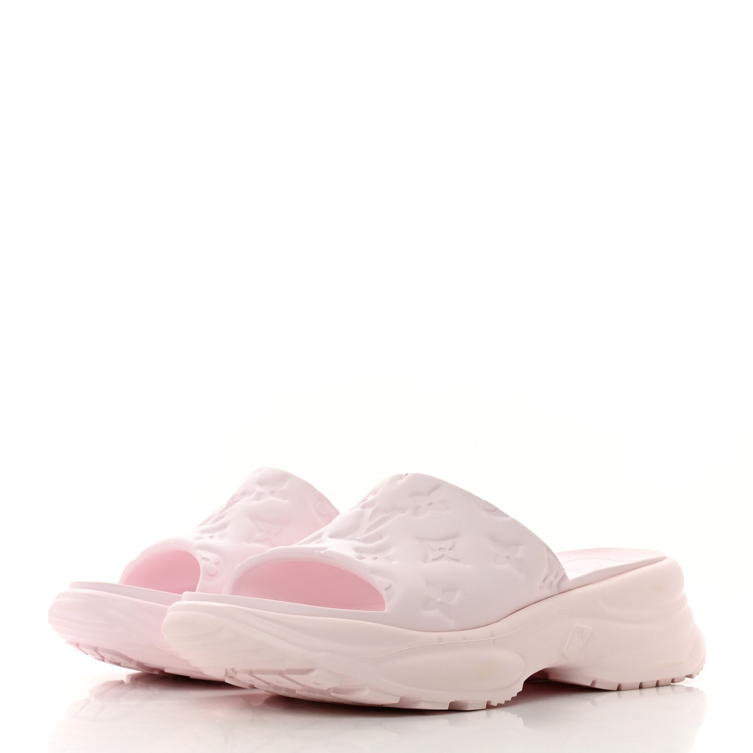 Louis Vuitton Rubber Monogram Embossed Pool 55 Flat Comfort Mule 39 Rose Clair 3 of 8