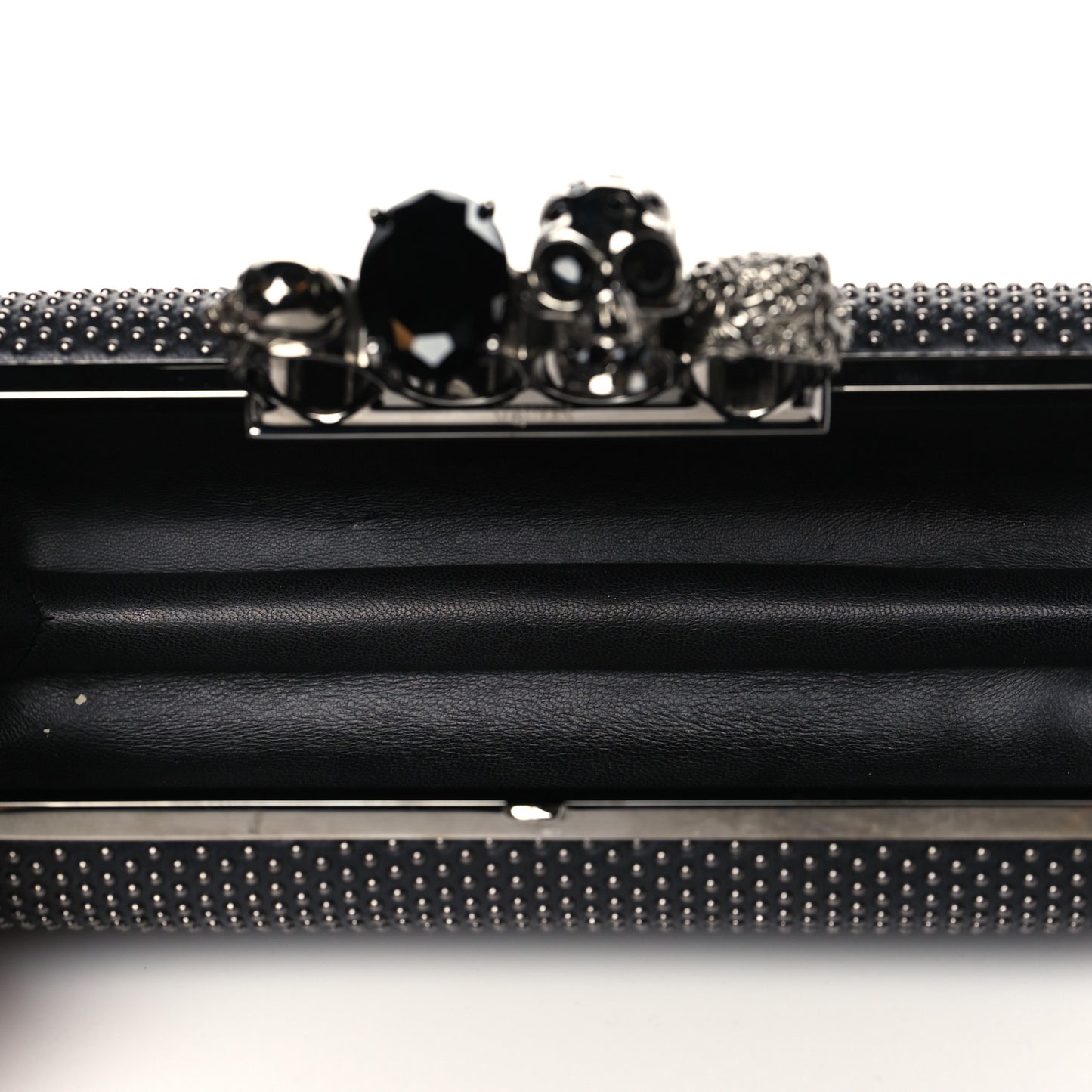 Nappa Studded Knucklebox Clutch Black