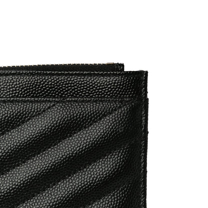 Saint Laurent Grain De Poudre Chevron Monogram Bill Pouch Black 13 of 14