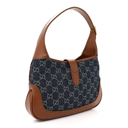Gucci New Denim GG Monogram Calfskin Small Jackie 1961 Hobo Blue Tea Cuir 3 of 11