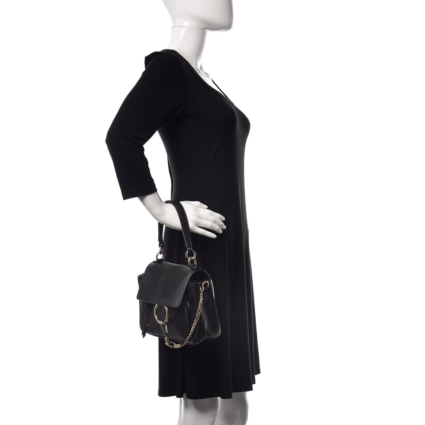 Calfskin Mini Faye Day Shoulder Bag Black