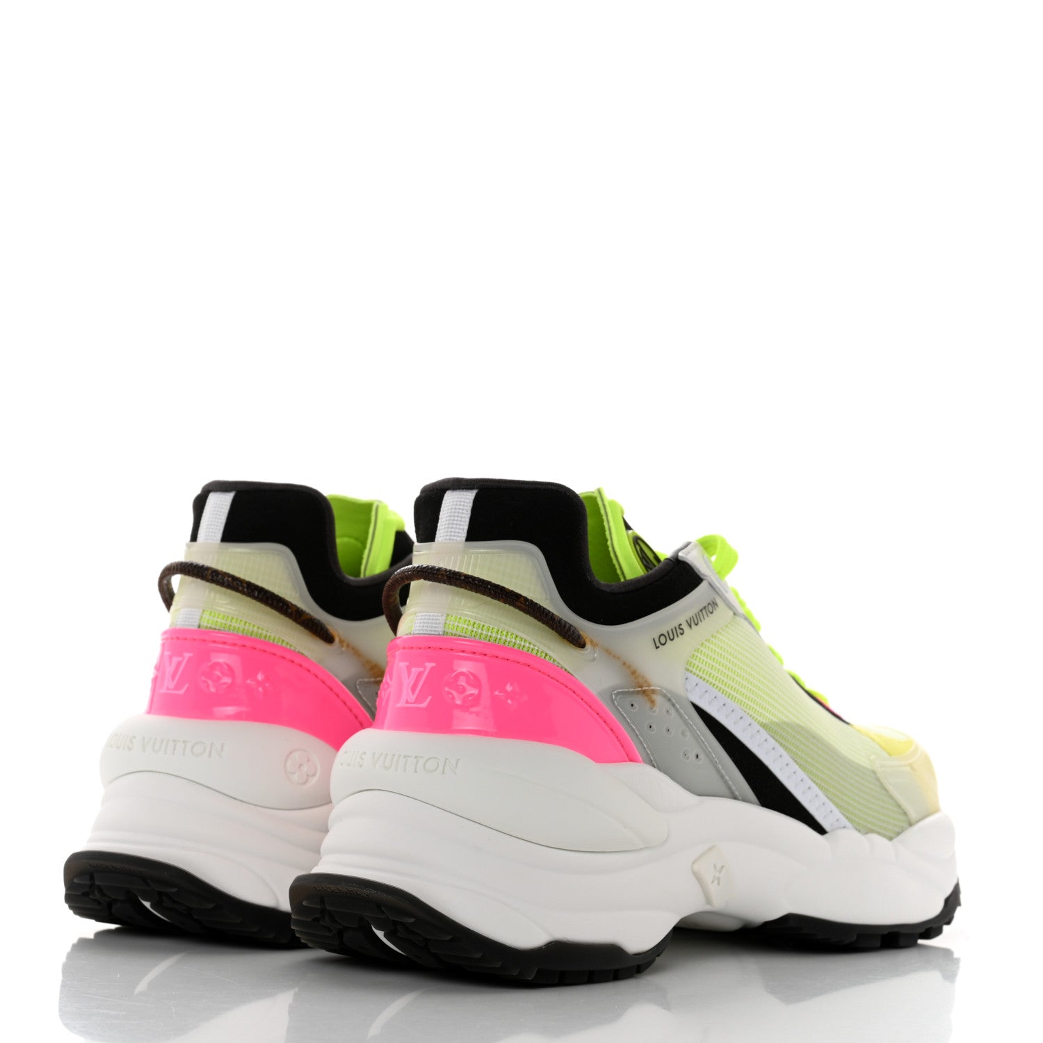 Louis Vuitton Mix Materials Suede Calfskin Run 55 Sneakers 36.5 Pink White Yellow 4 of 10
