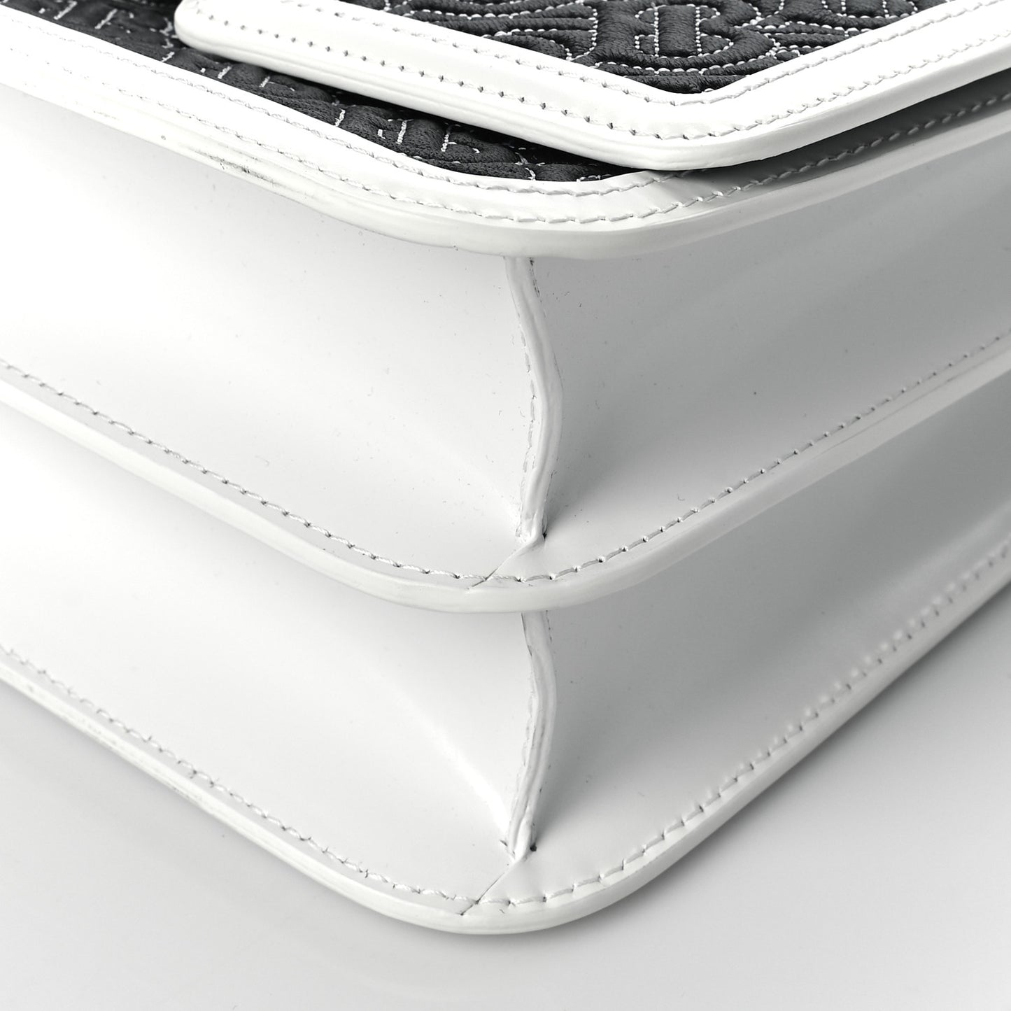 Calfskin Monogram Embossed MediumTB Chain Bag Black White