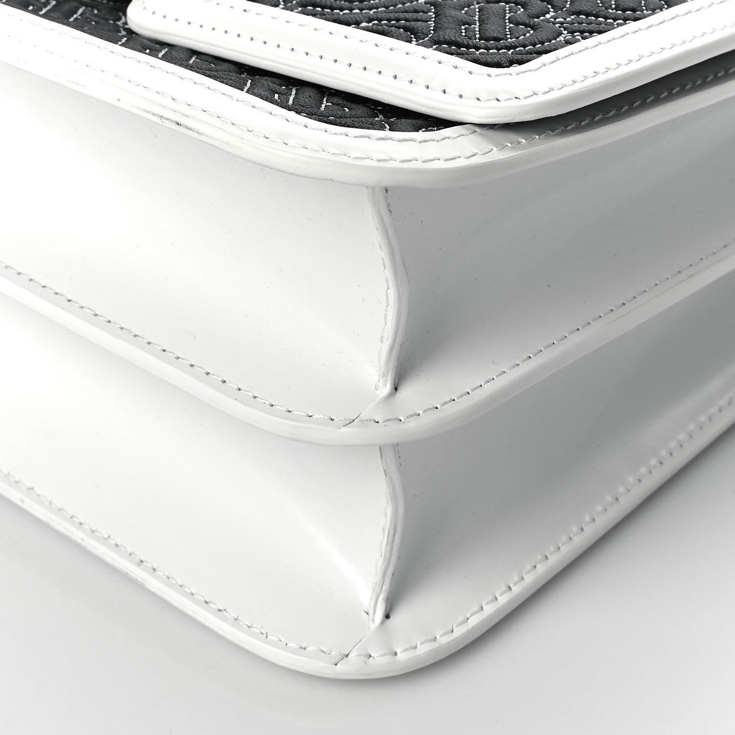 Burberry Calfskin Monogram Embossed MediumTB Chain Bag Black White 9 of 9