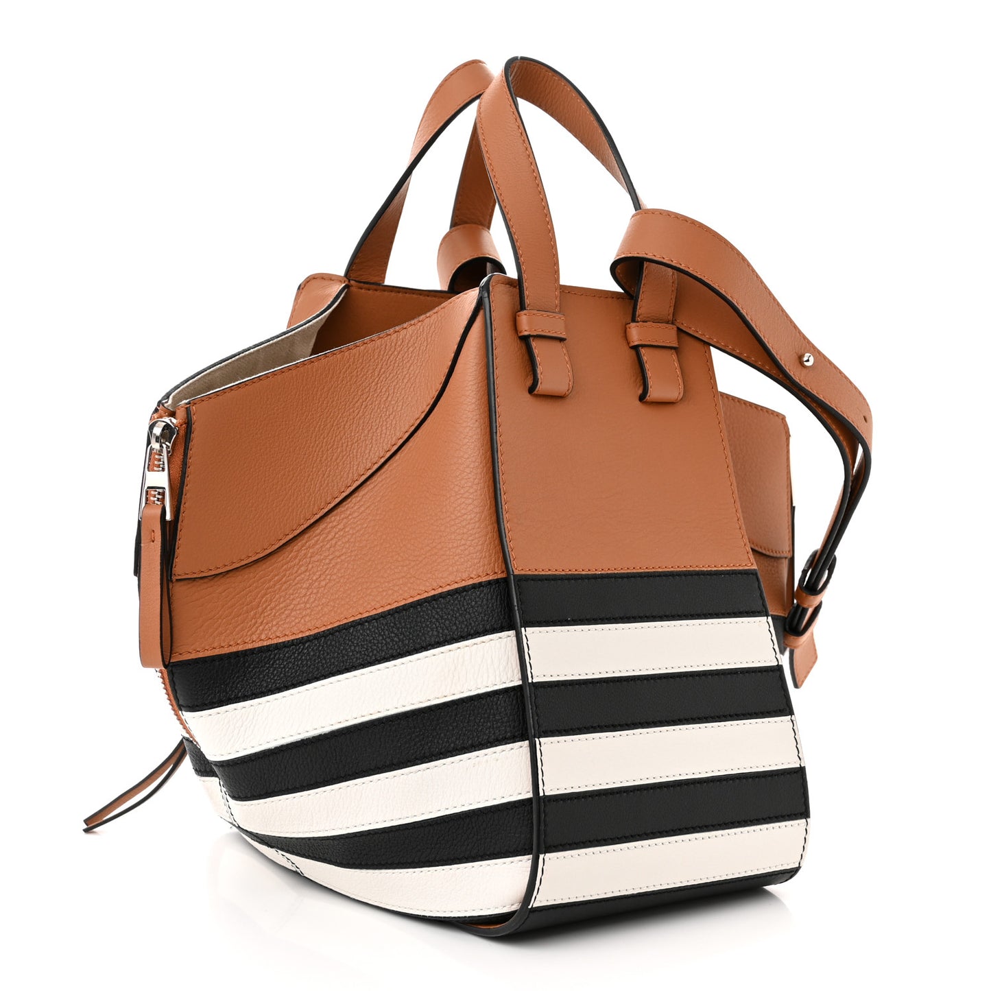 Calfskin Marine Stripe Small Hammock Shoulder Bag Tan