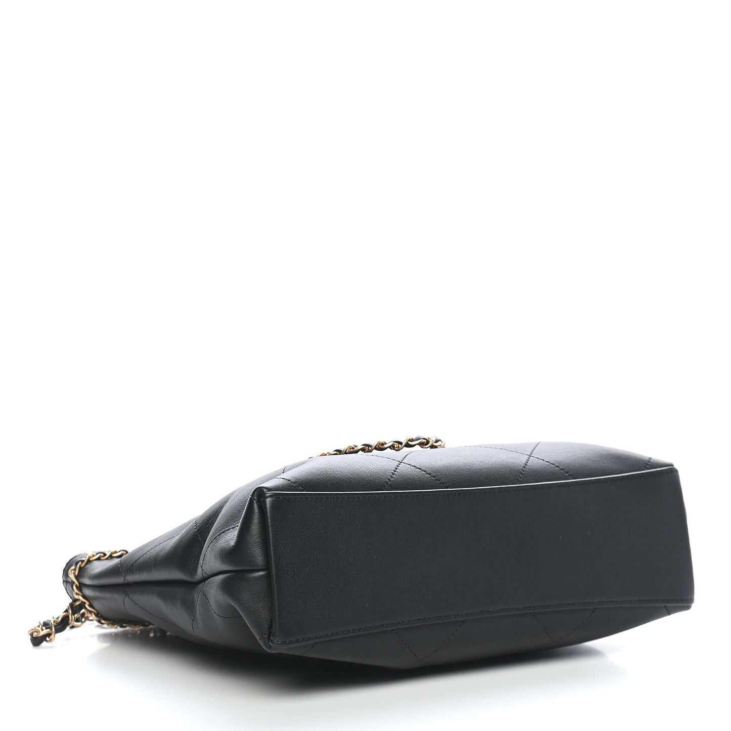 Calfskin Stitched Small Shopping Tote Black