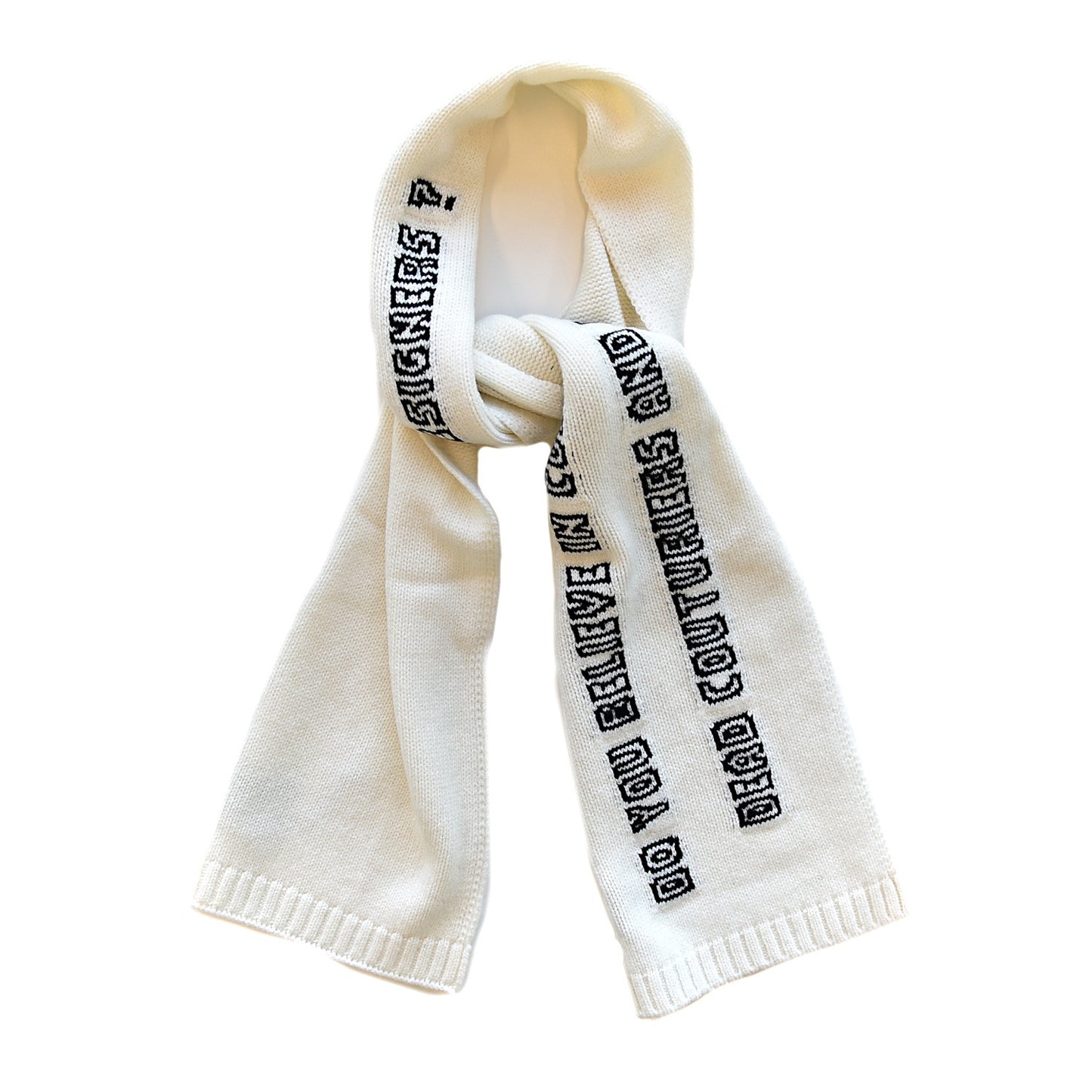 Wool Knit Fly Pig Scarf Ivory